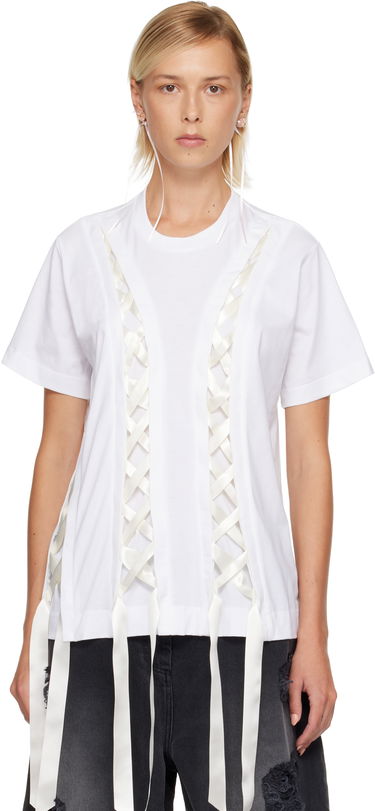 Тениска Simone Rocha Simone Rocha Unraveling Ribbon T-shirt Бяло | 5368 0553, 0