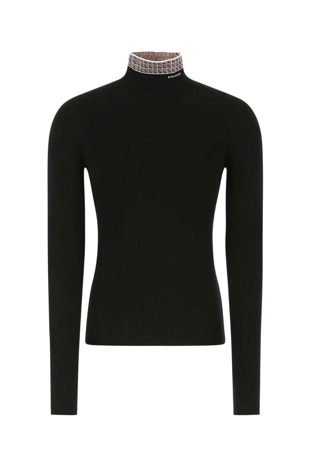 Пуловер Prada Logo Intarsia Jacquard High-Neck Sweater Черно | UMR527S22211IS F0BN9, 0