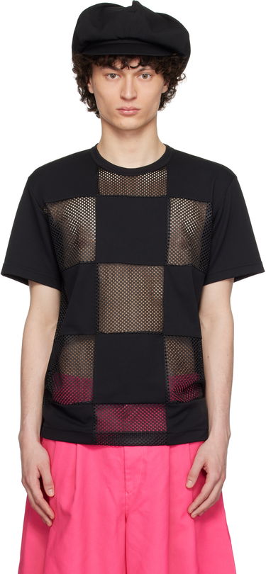 Тениска Comme des Garçons Homme Plus Piqué & Mesh Panel T-Shirt Черно | PO-T006-051, 0