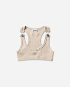 Jean Paul Gaultier Ribbed Metal Hardware Logo Patch Bra Top