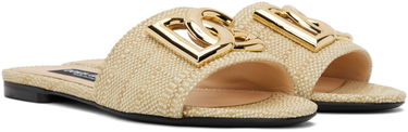 Кецове и обувки Dolce & Gabbana Dolce&Gabbana Raffia Slide Sandals Бежово | CQ0592 AR344, 3