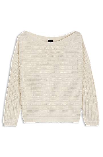 Пуловер BOSS Knitted Sweater with Mixed Structures Бежово | 50543049