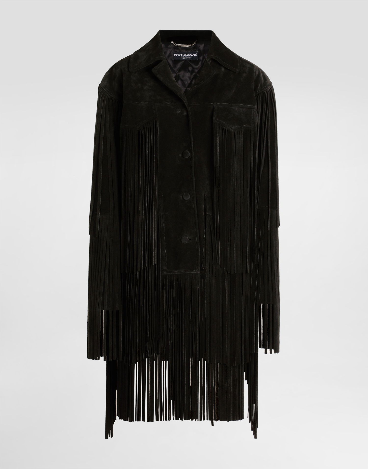 Яке Dolce & Gabbana Dolce & Gabbana Women's Suede Fringe Jacket Черно | F27GZLHULYFN0000, 0