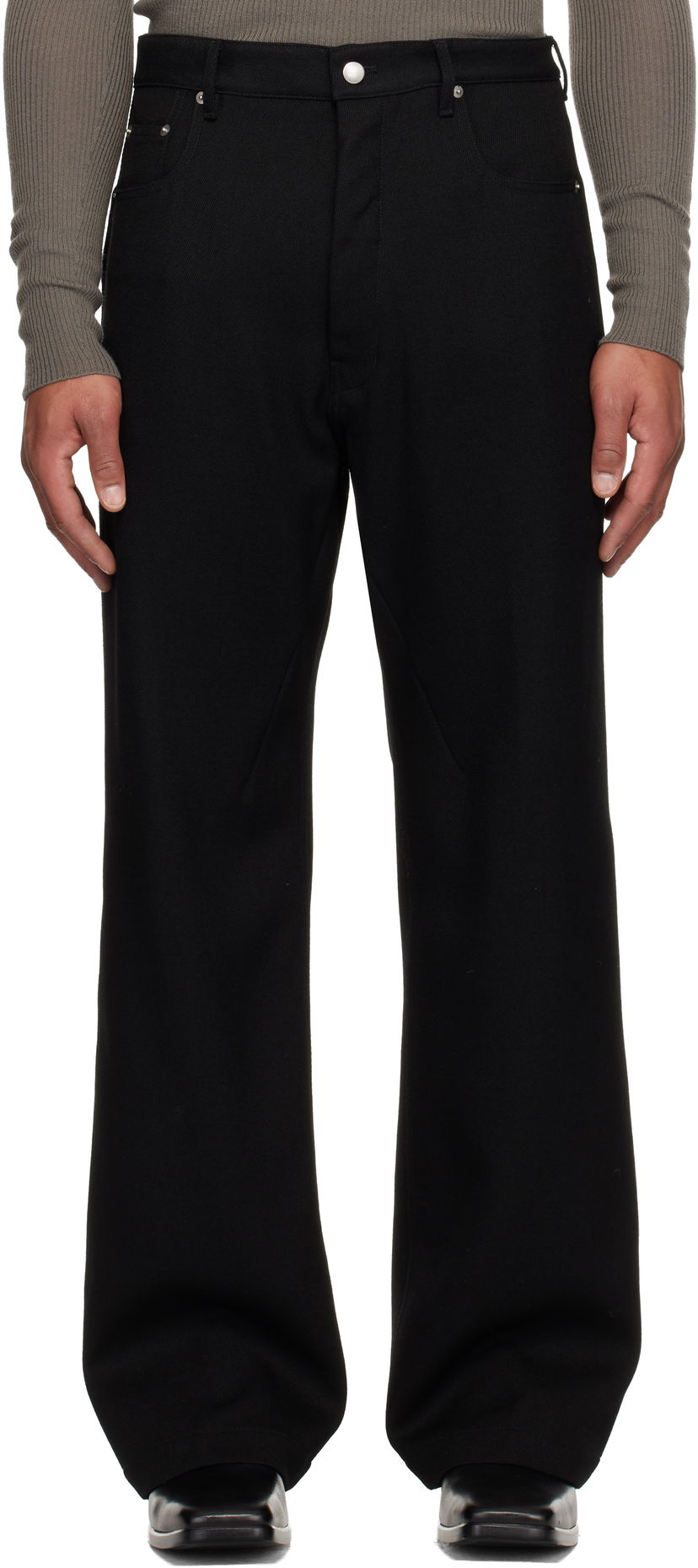 Панталони Rick Owens Concordians Geth Wide-leg Twill Trousers Черно | RU02E1333 WD