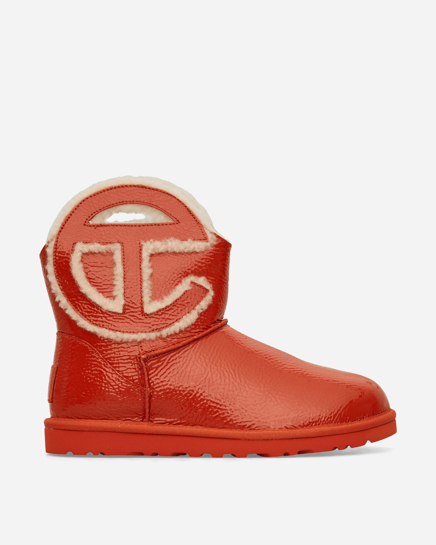 Кецове и обувки UGG Telfar Logo Mini Crinkle Leather Boots Spicy Pumpkin Червено | 1155790 SYP, 1