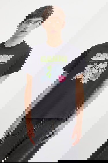 Тениска GANNI Basic Cotton Jersey Neon Puppy T-Shirt Черно | T4333, 0