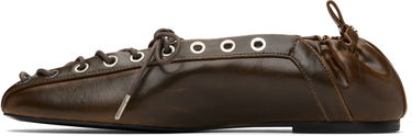Облекло GANNI GANNI Oleatex Lace-Up Ballerina Flats Кафяво | S3093, 2