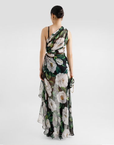 Pокля Dolce & Gabbana Dolce & Gabbana One-Shoulder Gardenia-Print Chiffon Dress Зелено | F6TLHTIS1XDHN5JB, 2