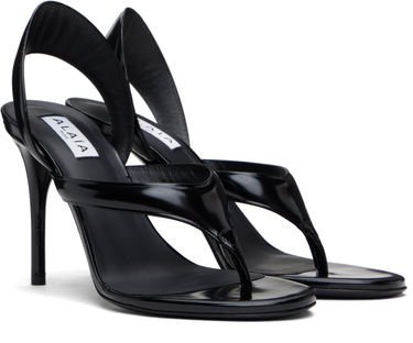 Кецове и обувки Alaïa ALAÏA Heeled Thong Sandals Черно | AA3S122CK301, 3