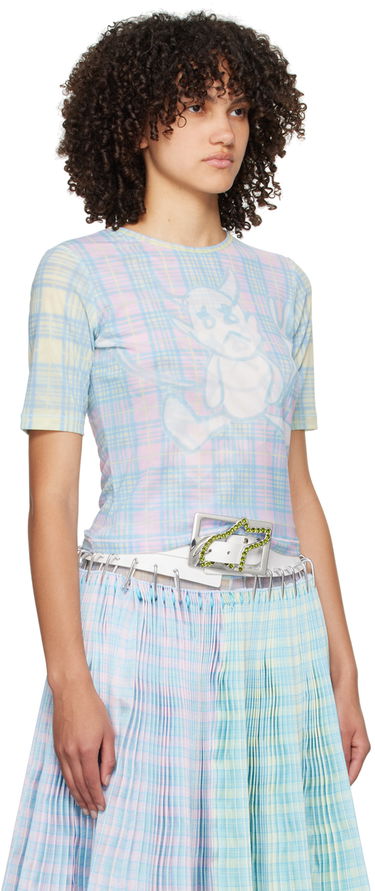 Тениска Chopova Lowena Chopova Lowena Devil Print Plaid T-Shirt Синьо | 2239, 1