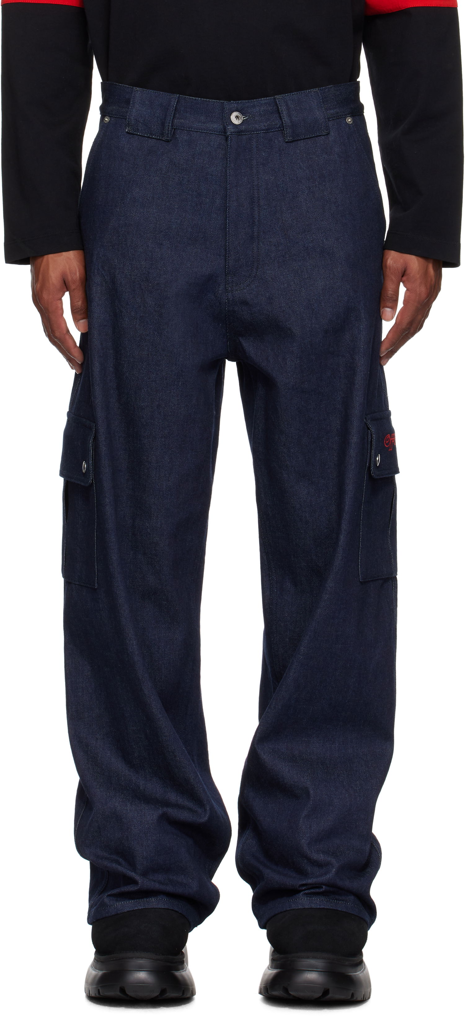 Карго панталони Off-White Script Raw Denim Cargo Pants Синьо | OMYA18FF24DEN0014225, 0