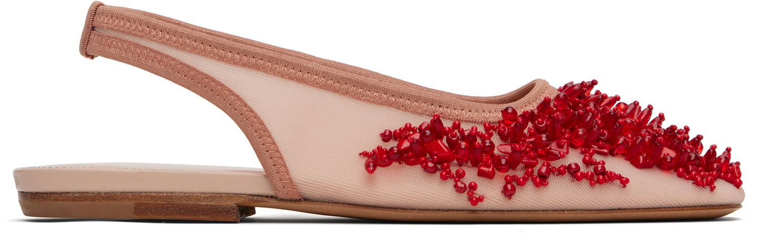Аксесоари Dries Van Noten Dries Van Noten Slingback Embellished Mesh Flats Розово | WS251-1617-803, 0