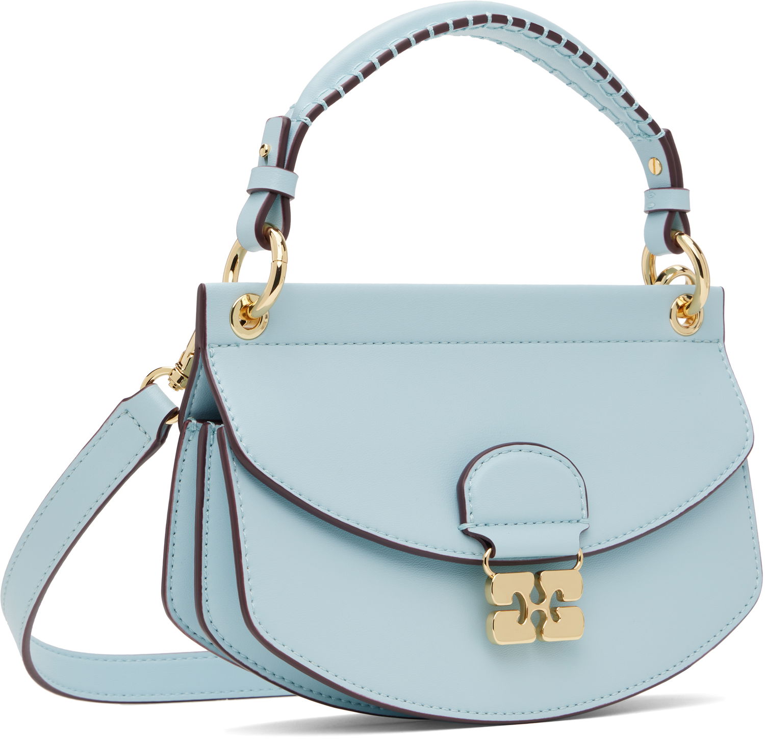Дамска чанта GANNI GANNI Apo-G Mini Top Handle Bag Синьо | A6352, 1