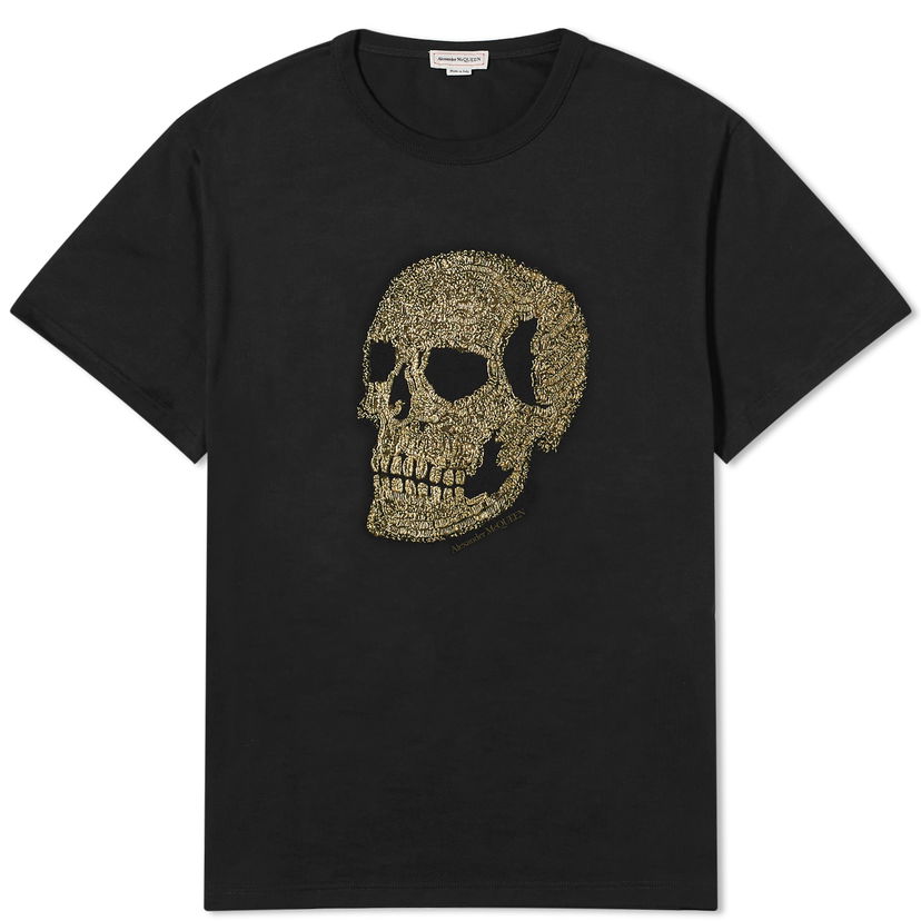 Тениска Alexander McQueen Gold Skull Print T-Shirt Черно | 781979-QTAA4-0566