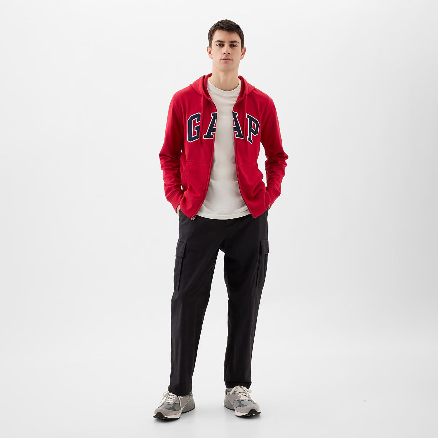 Суитчър GAP French Terry Fullzip Logo Hoodie Lasalle Red Червено | 868454-03, 1