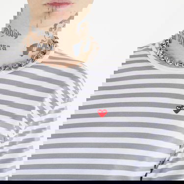 Тениска Comme des Garçons PLAY Heart Logo Long Sleeve Tee UNISEX Бяло | AZT320 gray, 1