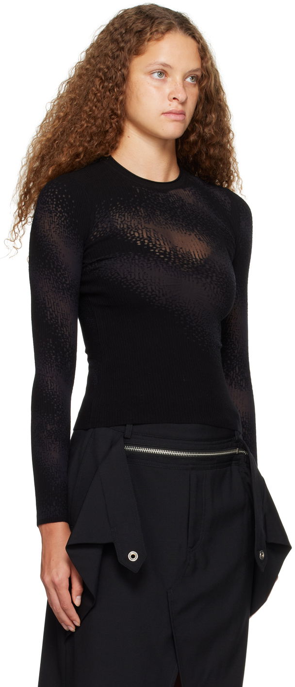 Пуловер Dion Lee Dion Lee Burn Out Long Sleeve T-Shirt Черно | C7201P23, 1