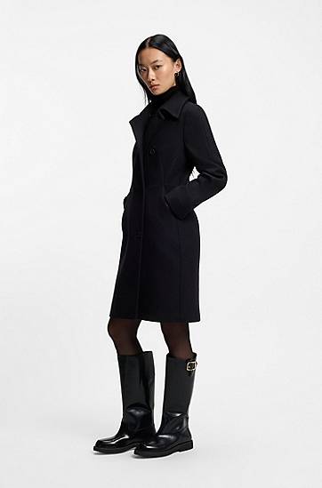 Кецове и обувки BOSS Knee boots in brush-off leather Черно | 50552771, 1