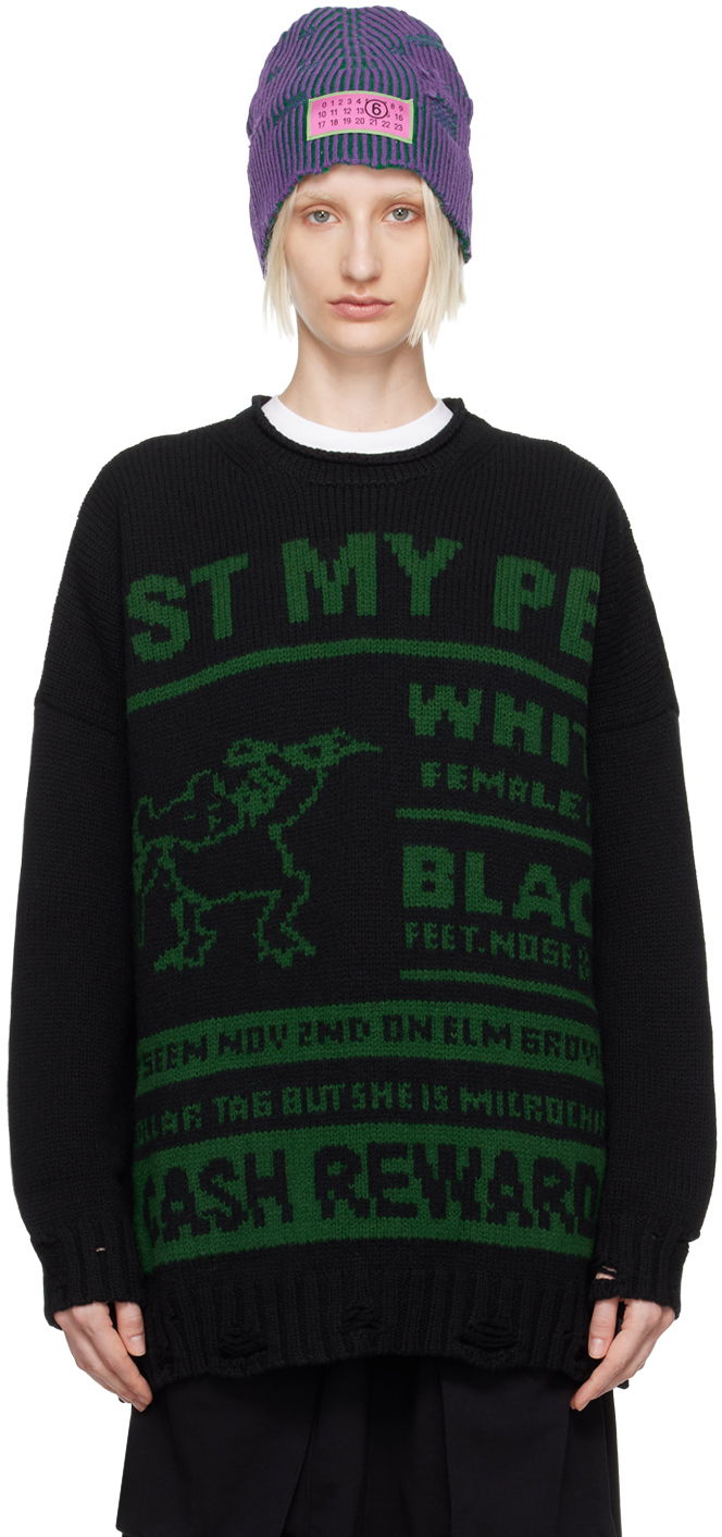 Пуловер Maison Margiela Sweater Lost My Pet Черно | S62HL0027 M13075, 0