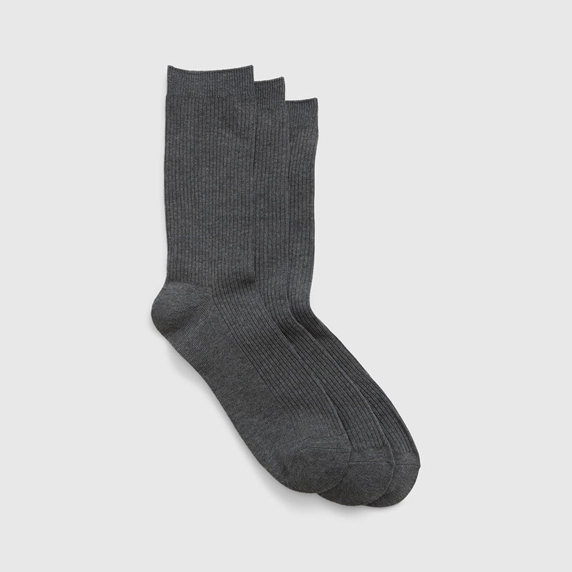 Чорапи GAP Basic Crew Socks 3-Pack Heather Grey Сиво | 733789-04