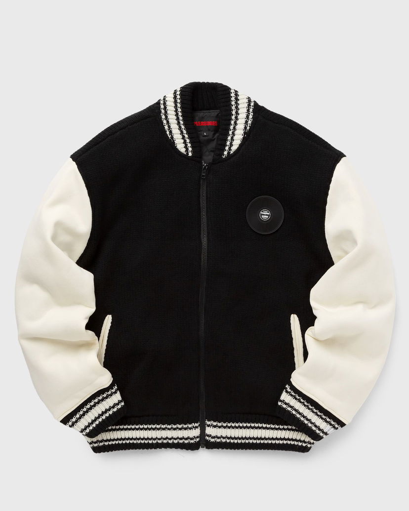 Яке бомбър Pleasures Smoke Knitted Varsity Jacket Черно | P23W035-BLACK