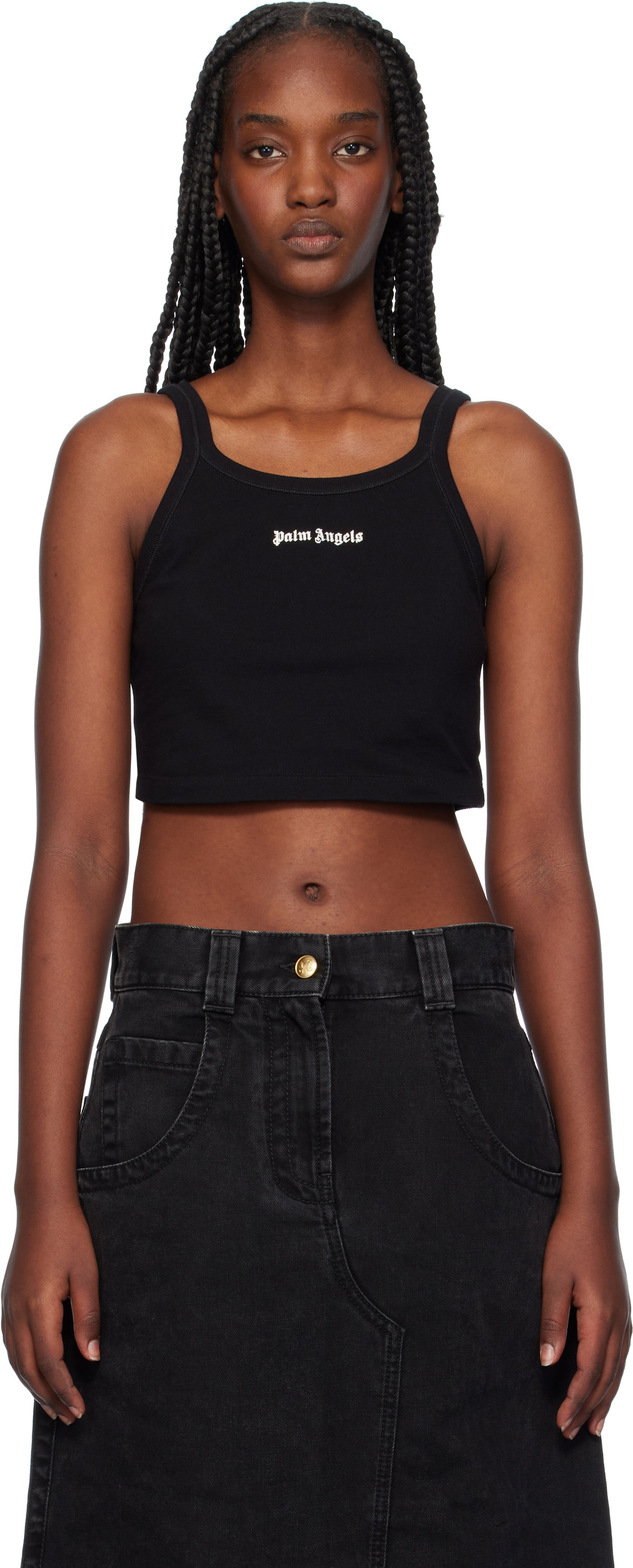 Потник Palm Angels Tank Top Logo Черно | PWAD060C99FAB0021003, 0