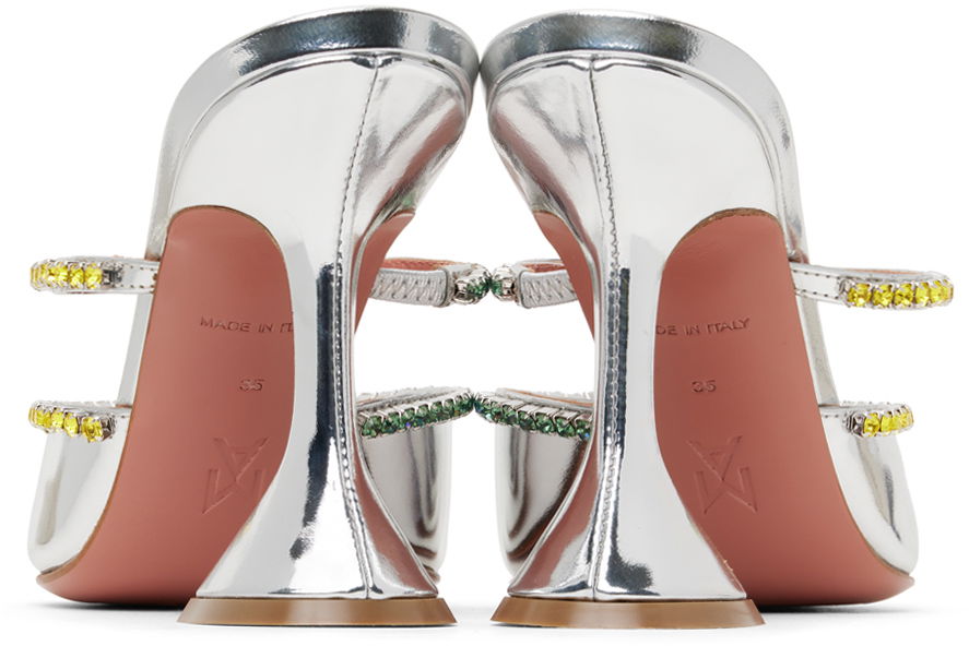 Кецове и обувки Amina Muaddi Metallic Leather Mules With Rhinestone Trim Металик | GILDA MULE OMBRE CL MIRROR, 1