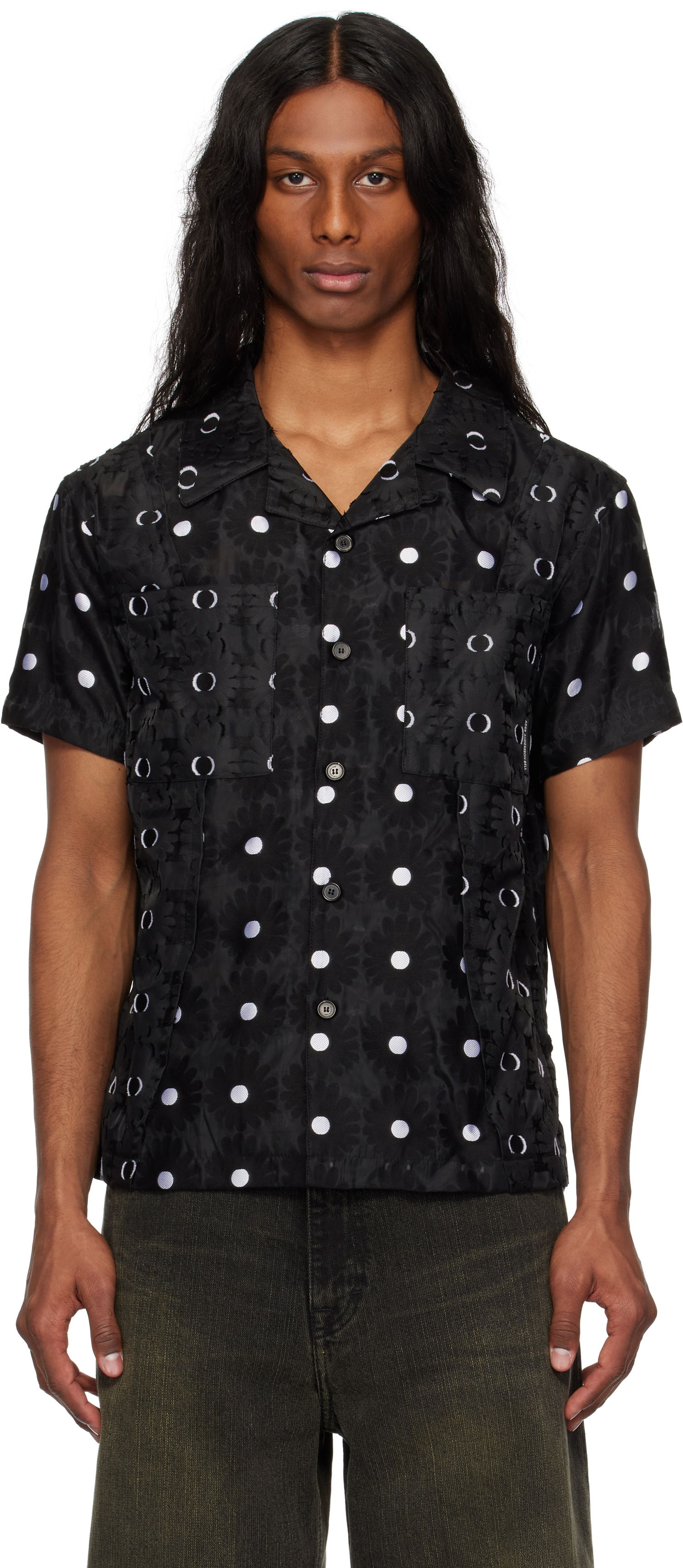 Риза Andersson Bell Andersson Bell Half Sheer Flower Shirt Черно | atb1276m, 0