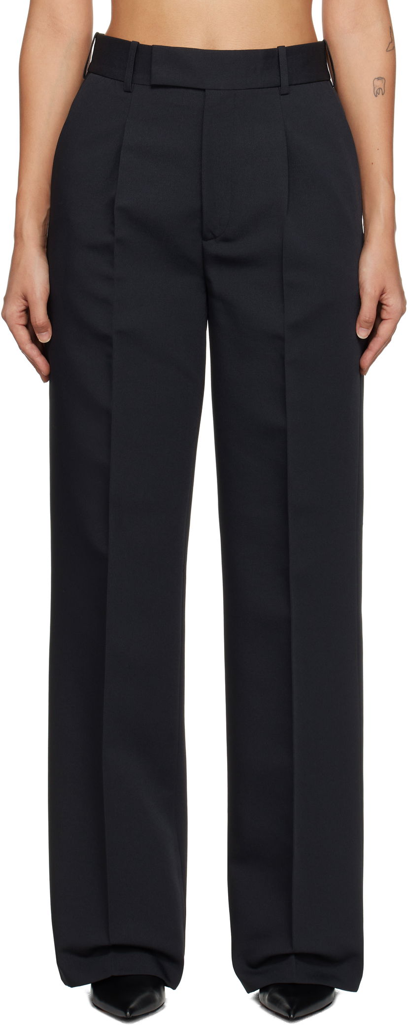 Панталони Róhe Relaxed Single Pleated Trousers Черно | 613-30-012