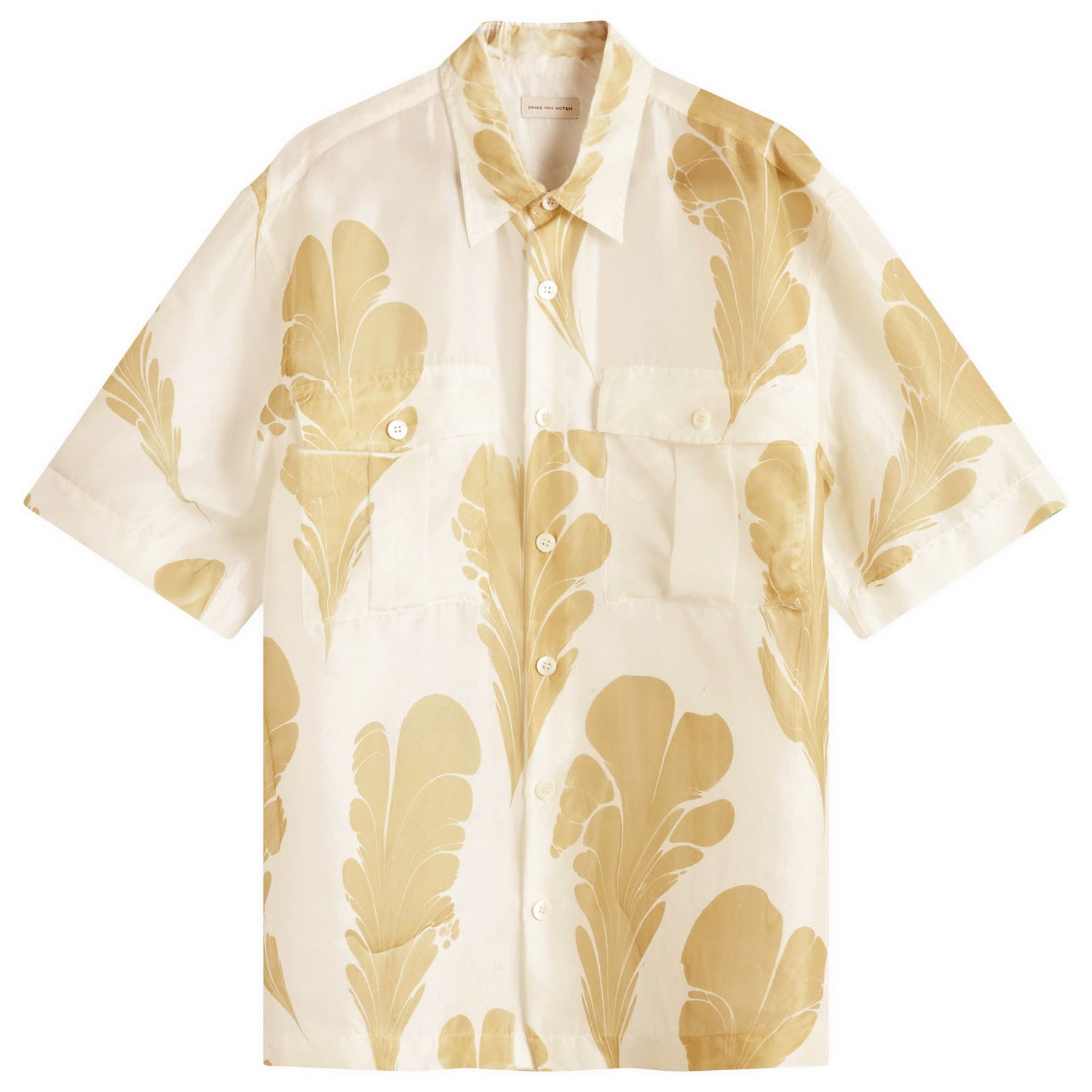 Риза Dries Van Noten Dries Van Noten Cass Print Vacation Shirt, Size Large Бежово | 251-020724-1197-979, 1