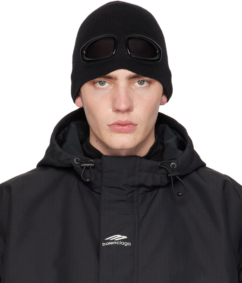 Шапка Balenciaga 3B Sports Icon Goggle Beanie Черно | 744318-4D3B0-1000