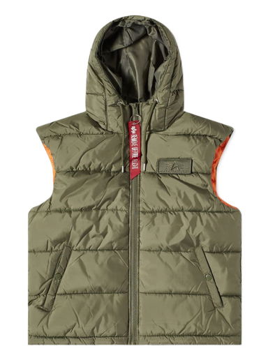 Жилетка Alpha Industries Hooded Puffer Vest Зелено | 118110-01