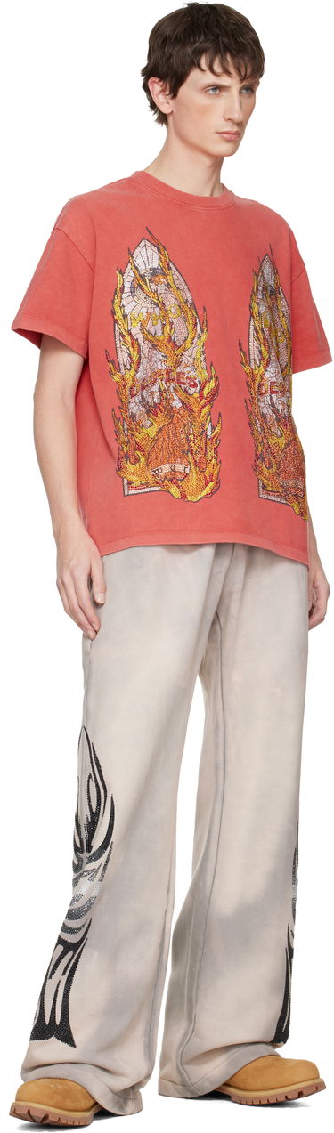 Тениска Who Decides War Rhinestone Flame Glass T-shirt Червено | 1110520003FW25, 3