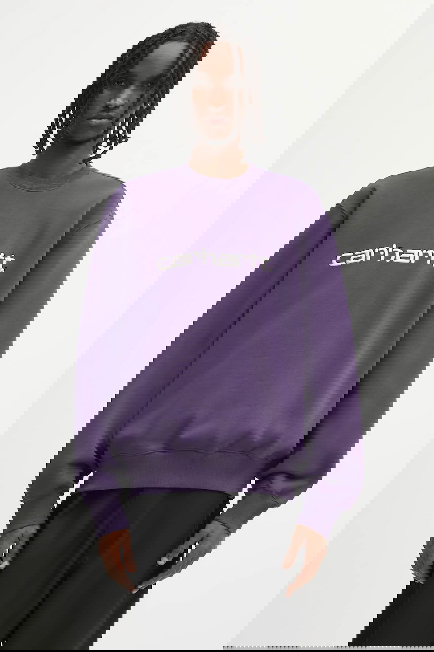 Суитчър Carhartt WIP WIP Loose Fit Crewneck Logo Sweatshirt Лилаво | I030546.38IXX, 0