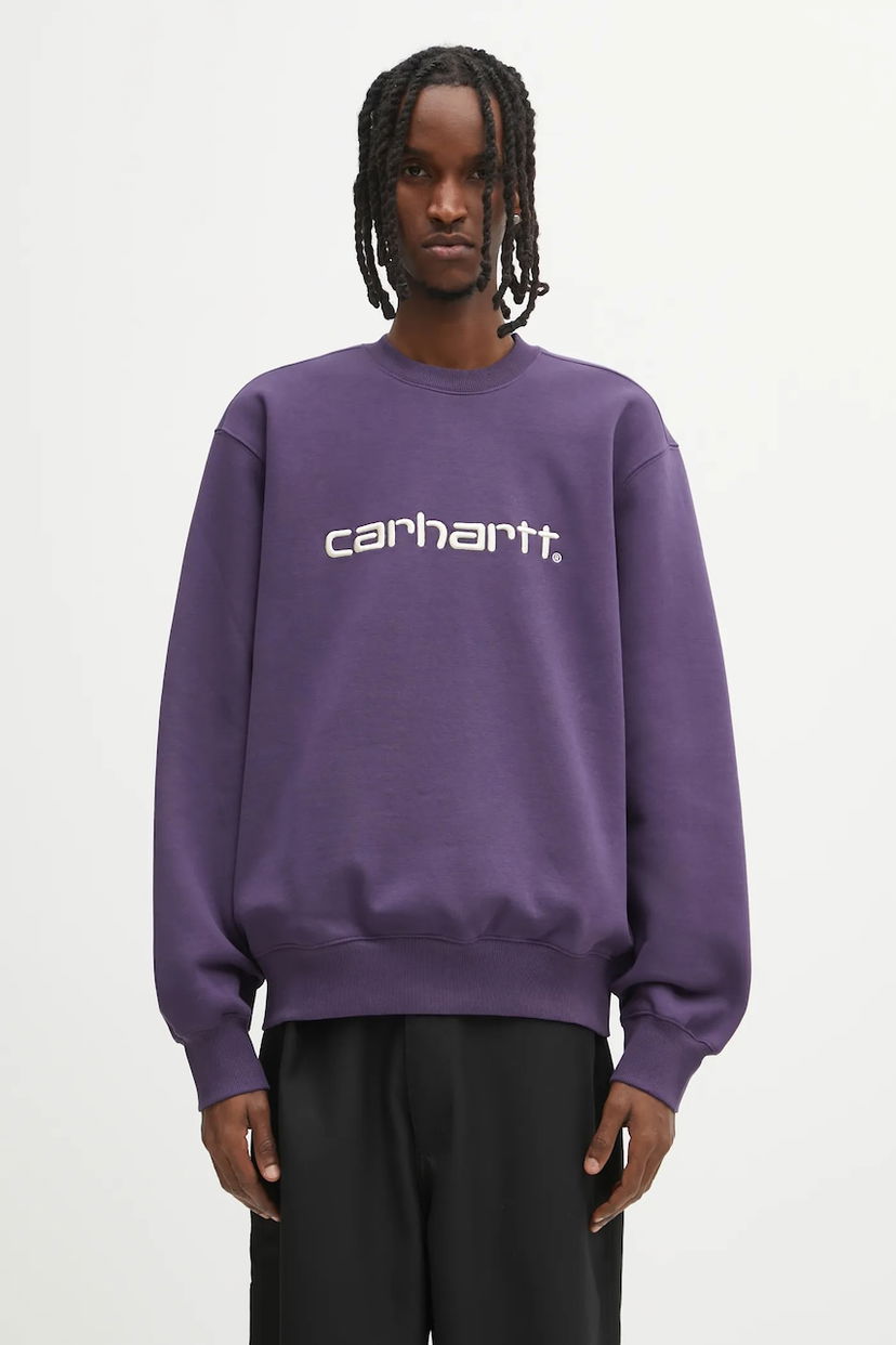 Суитчър Carhartt WIP WIP Loose Fit Crewneck Logo Sweatshirt Лилаво | I030546.38IXX