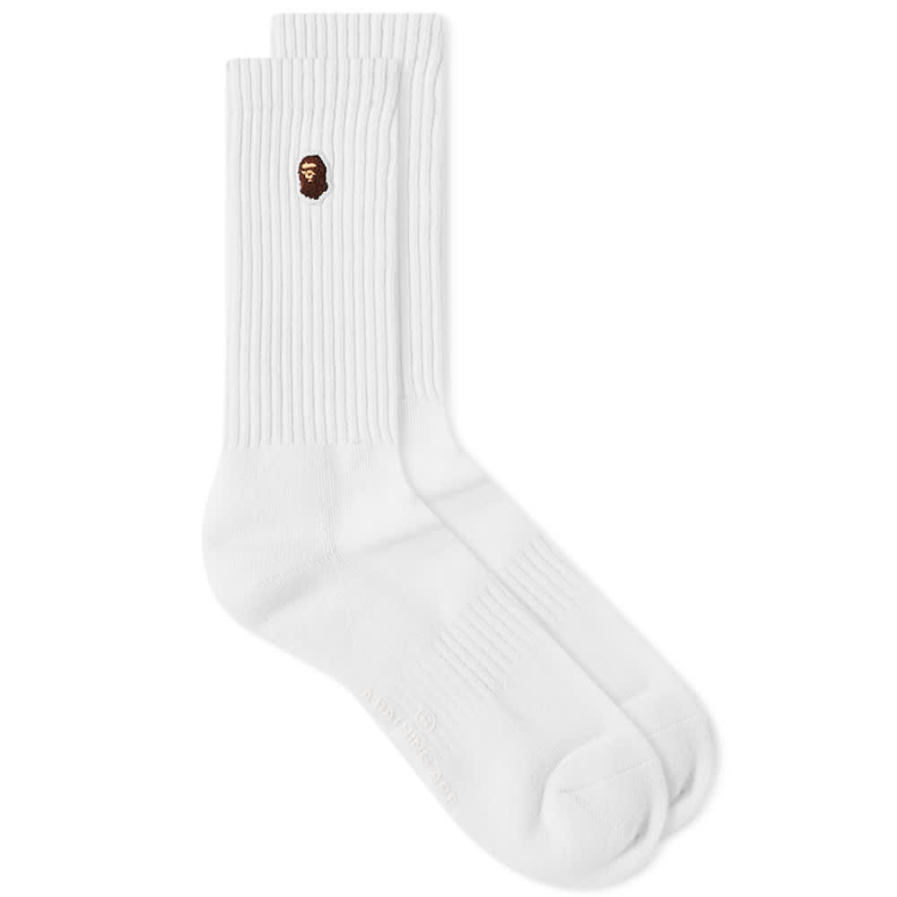 Чорапи BAPE A Bathing Ape Ape Head One Point Sock Бяло | 001SOI801002M-WHT, 0