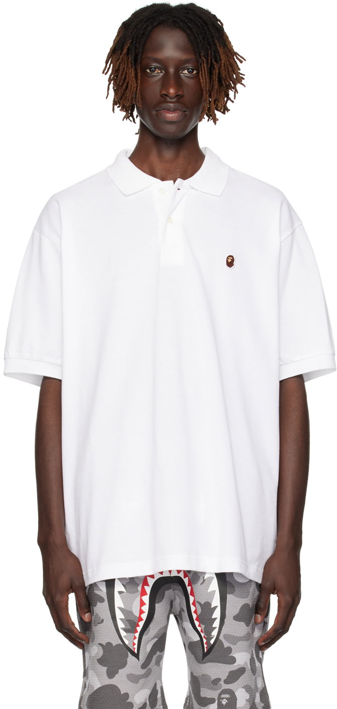 Тениска BAPE Ape Head One Point Polo Бяло | 001POJ301005M, 0