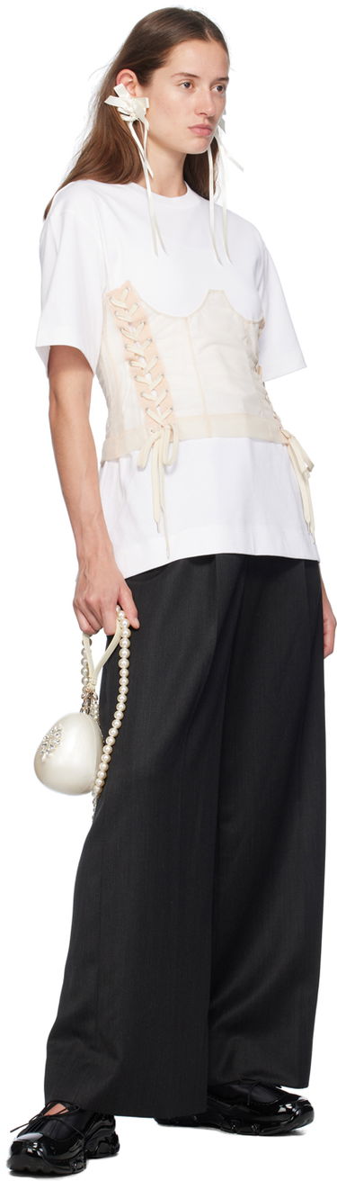 Тениска Simone Rocha Simone Rocha Corset Panel Boxy T-Shirt Бяло | 5282 0562, 3