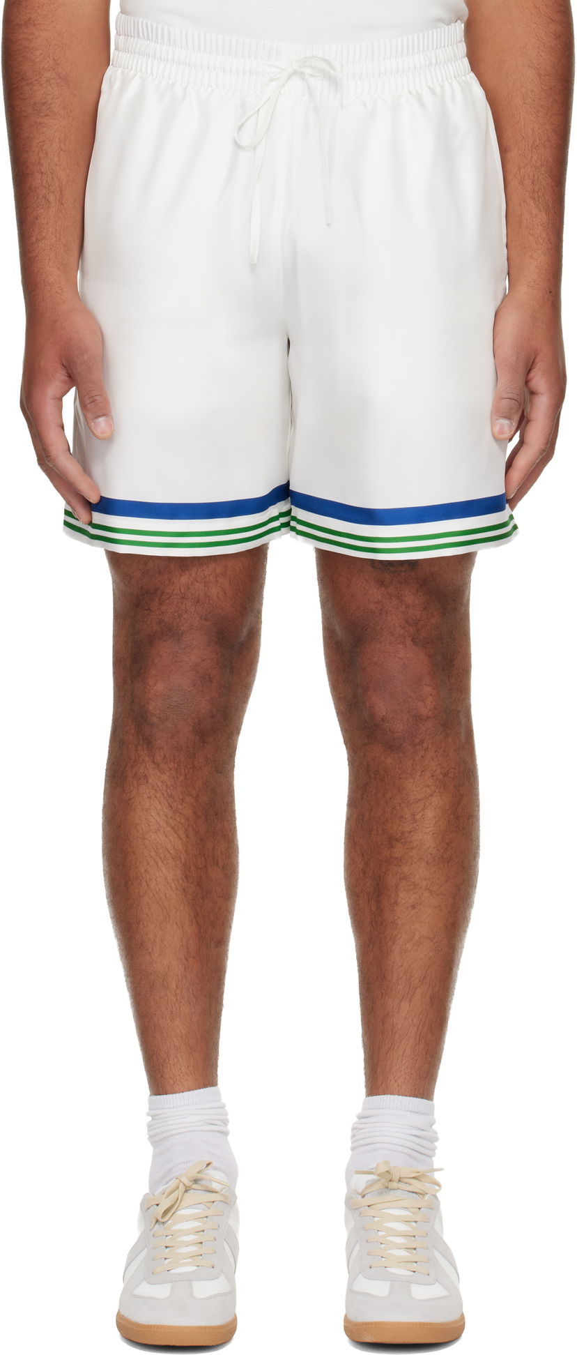 Къси панталони Casablanca Tennis Club Icon Silk Twill Shorts Бяло | M-AW25-TR-012-01