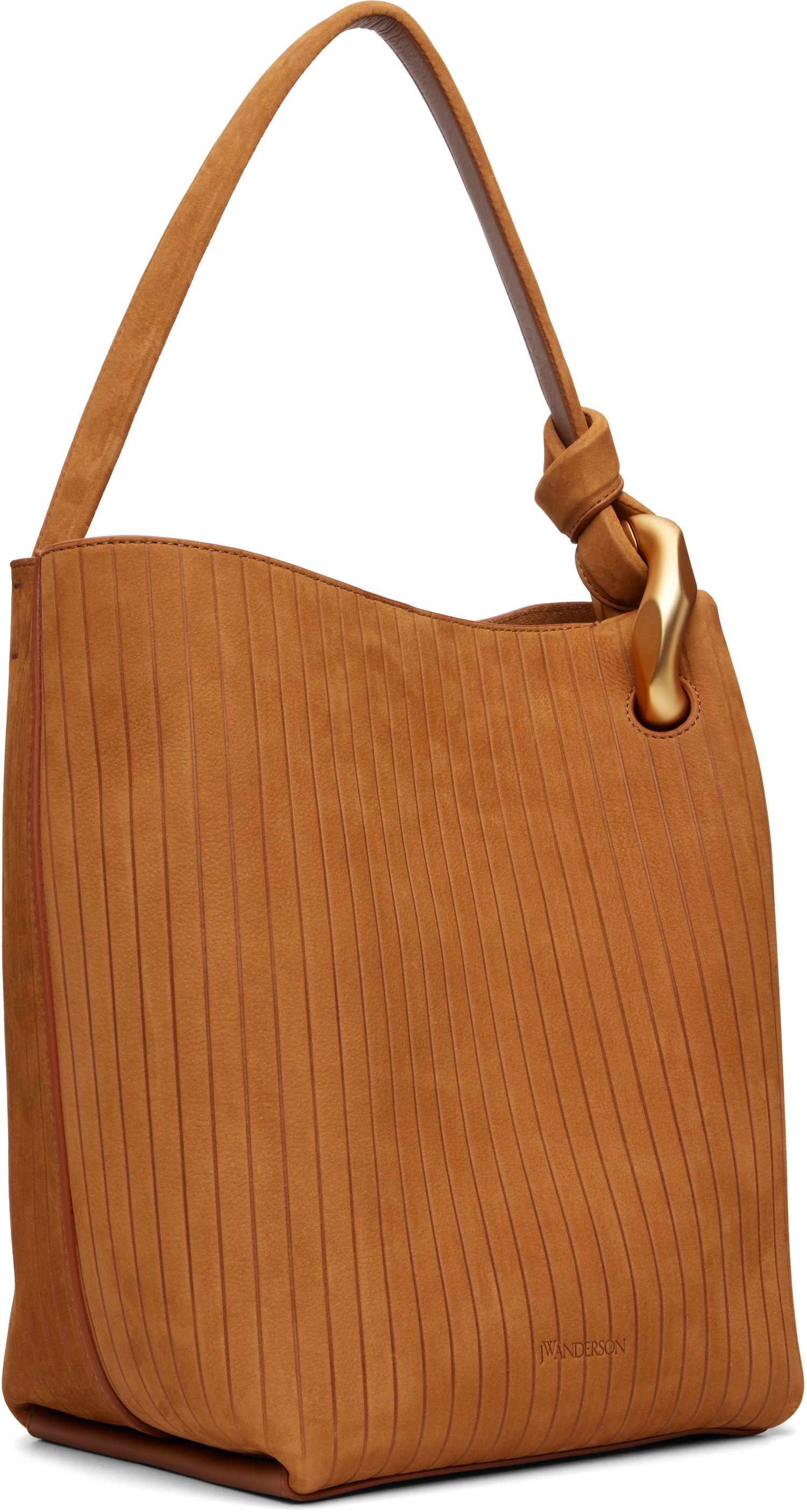 Голяма пазарска чанта JW Anderson 'The JWA Corner Bucket' Tote with Vertical Texture and Sculptural Hardware Кафяво | HB0737-LA0375, 1