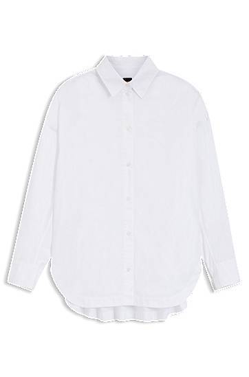 Риза BOSS Oversized-fit blouse in cotton poplin Бяло | 50553890, 0