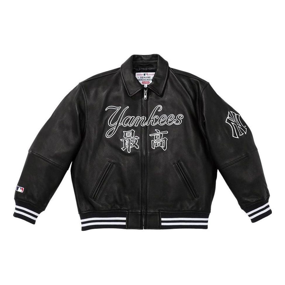 Яке бомбър Supreme Supreme x Yankees Leather Varsity Jacket Черно | SUP-FW22-735, 0