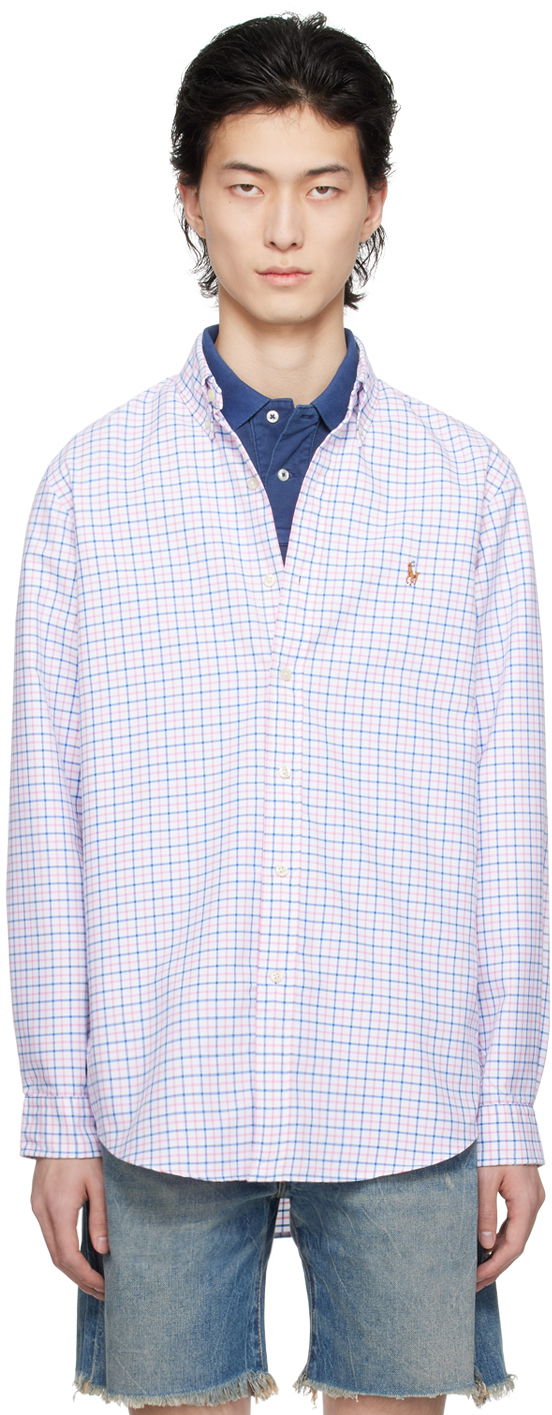 Риза Polo by Ralph Lauren Pink & Blue Classic Fit Performance Shirt Синьо | 710934687001