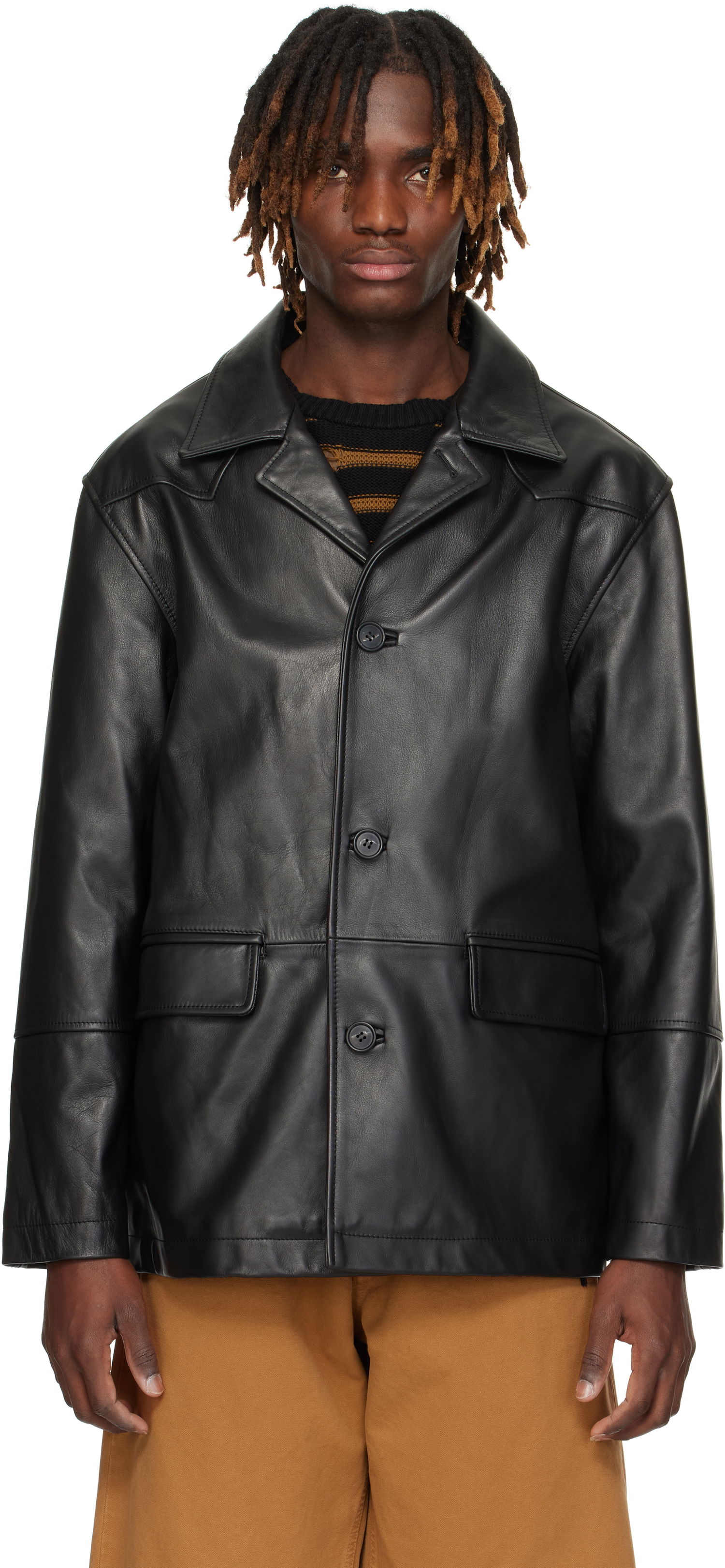 Палта Maison Margiela MM6 Maison Margiela Sports Leather Jacket Черно | SH0AM0045 M07005, 0