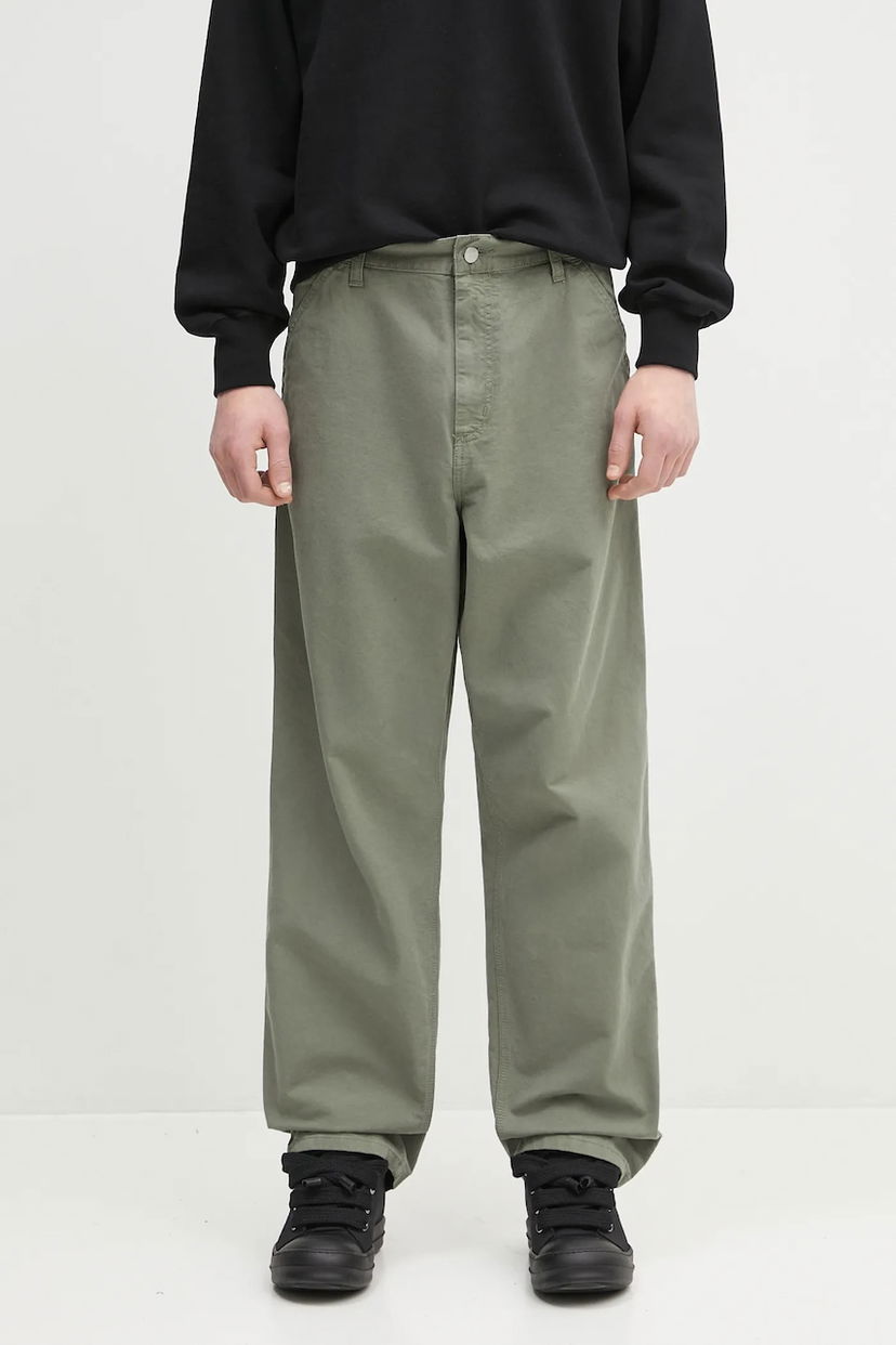Панталони Carhartt WIP Cotton Relaxed Fit Single Knee Pant Зелено | I031499.1YFGD