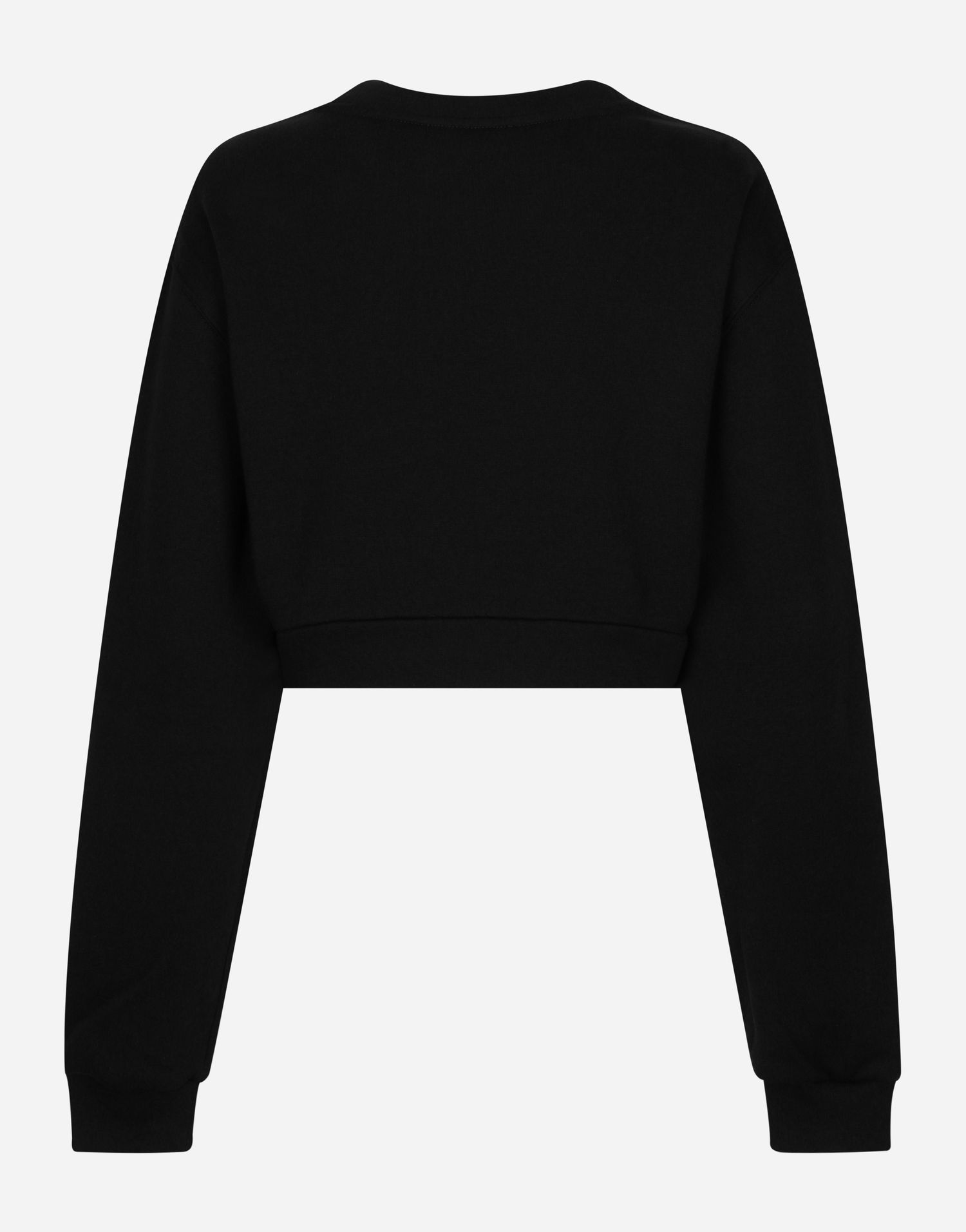 Суитчър Dolce & Gabbana Cropped Cotton Crewneck Sweatshirt with DG Logo Черно | F9P40ZHU7HVN0000, 1