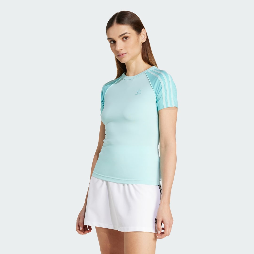 Тениска adidas Performance Adicolor 3-Stripes Raglan Slim T-Shirt Тюркоазено | JD0833, 0
