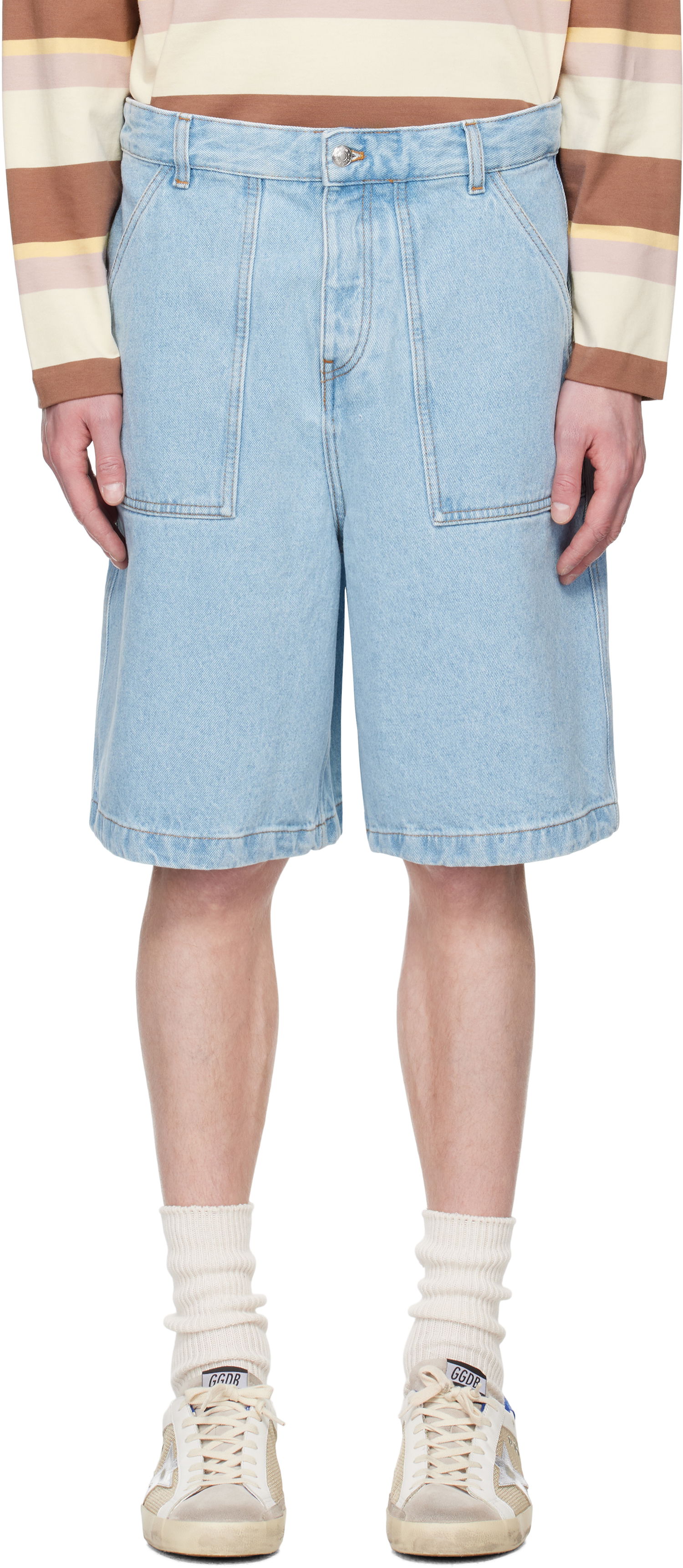 Къси панталони MAISON KITSUNÉ Maison Kitsuné Workwear Denim Shorts Синьо | OM01403WD4009, 0