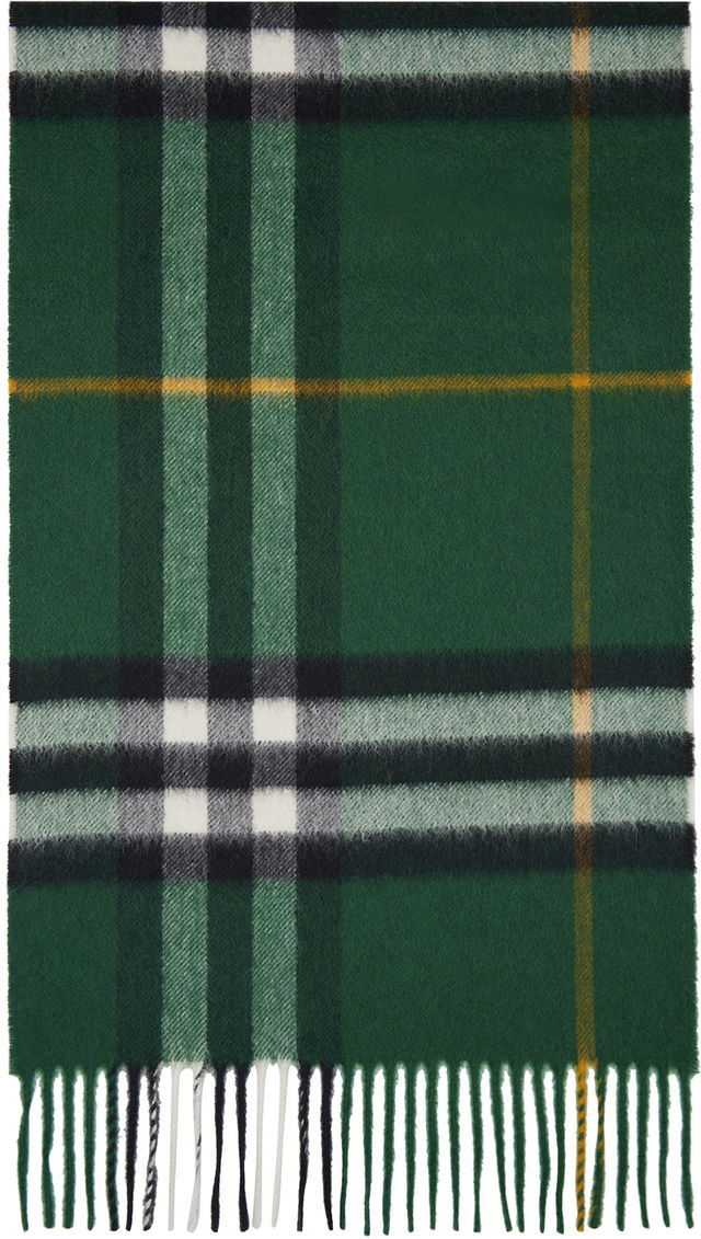 Green Check Cashmere Scarf