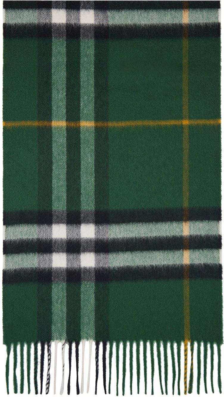 Облекло Burberry Green Check Cashmere Scarf Зелено | 8094653